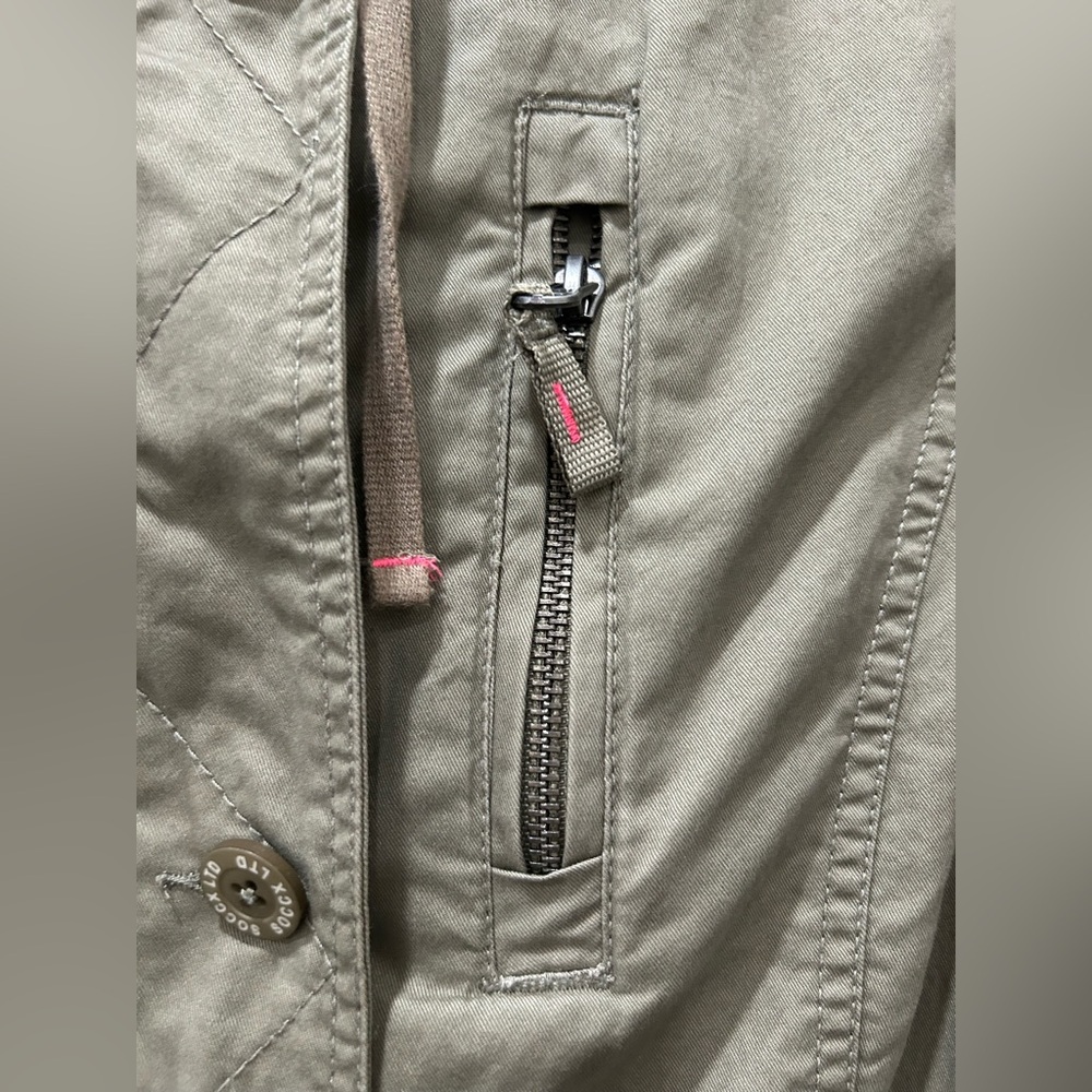 SOCCX Spirit Utility jacket zipper buttoned fitted hood drawstring waist - Picture 4 of 7